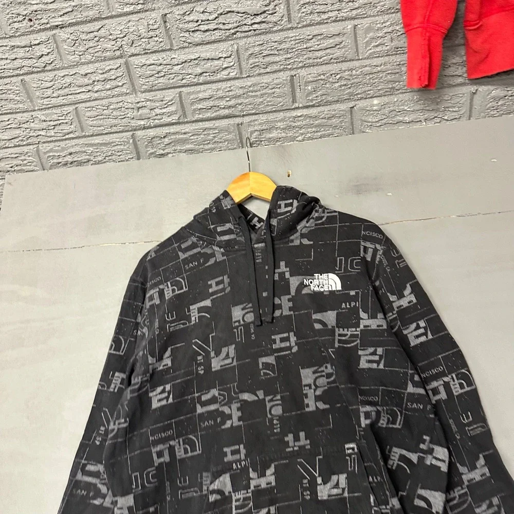 The North Face Mens San Francisco All Over Print Hoodie Black Grey‎ Large NF0A